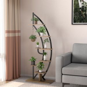 Support à plantes en métal à 6 niveaux avec crochets, étagère de présentation pour 9 pots, pour jardin intérieur et extérieur - Product Image 6