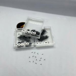 En gros, éventails de cils préfabriqués 8D en boîte, base pointue, noir mat, en PBT synthétique coréen, cils volume, usine du Vietnam, super mat - Product Image 6