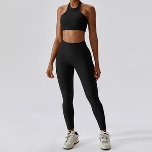 Conjunto de Yoga Personalizado al por Mayor, Sólido, Elástico en 4 Direcciones, Transpirable, con Control de Abdomen, Shorts y Top Corto para Gimnasio - Product Image 6
