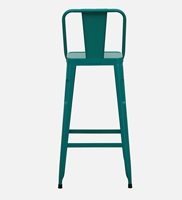 Tabouret de bar contemporain Becky en similicuir PU et métal, couleur turquoise, style industriel moderne, pour comptoir de cuisine, finition poudrée