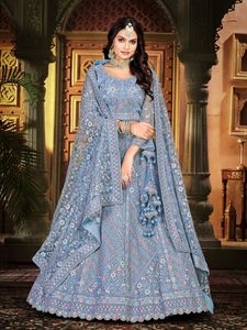 Big Flair Bridal Elegance Vestido de secuencia pesada para adultos Traje de boda con diamantes y Allover Net Dupatta Zarkan Stones - Product Image 2