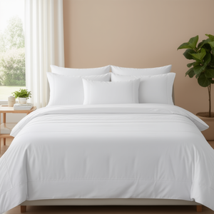 210 TC White Percale Bed <b>Sheet</b> Set Solid <b>Pattern</b> 4pcs Includes Quilt Cover <b>Fitted</b> for Twin Super King for Home Hotel Bedding - Product Image 3