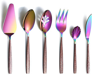 Prix de gros de l'ensemble de service multicolore de qualité supérieure de 6 pièces avec poignée de surface lunaire - Product Image 1