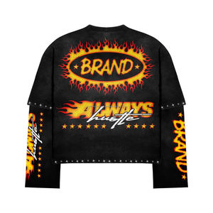 เสื้อยืดแขนสั้นผ้าฝ้ายแท้ทรงเรโทรพิมพ์ลายวินเทจ คอเล็ก ทรงหลวม รุ่นหนาพิเศษสำหรับฤดูร้อน ปี 2026  แบบสั่งทำพิเศษสำหรับผู้ชาย - Product Image 3