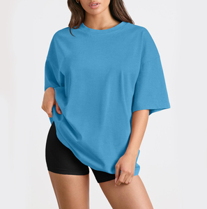 Camiseta de Verano de Alta Calidad para Mujer, Talla Grande, de Felpa, con Logotipo Bordado Personalizado, de Algodón, Informal, de Punto, Lisa, con Estampado Gráfico - Product Image 1