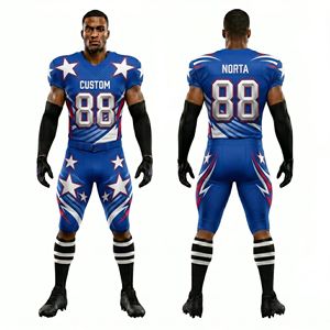Tenues d'équipe de football américain, maillots sublimés étoiles et rayures, ensemble respirant en polyester, vêtements de performance pour les ligues professionnelles - Product Image 3