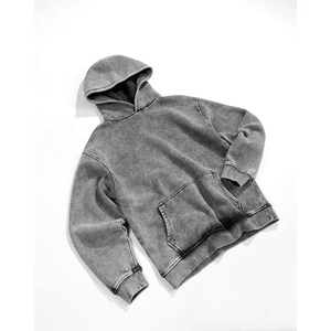 Sudadera con Capucha Personalizada con Lavado Ácido para Hombre, Azul, Estilo Urbano, Oversize, con Capucha, Fabricación OEM, Sudadera Casual de Moda - Product Image 1
