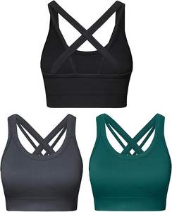 Soutien-gorge de sport court pour femme 2025, grande taille, écologique, respirant, maintien élevé, séchage rapide, en nylon, couleur unie, pour yoga et course à pied - Product Image 2