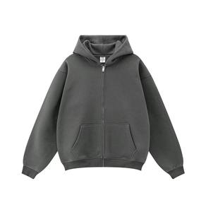 เสื้อแจ็คเก็ตฮู้ดดี้สีเทาชาร์โคลพรีเมียม ซิปเต็มตัว ผ้าฟลีซ มีกระเป๋าจิงโจ้ สไตล์ลำลองแนวสตรีทแวร์ จากซัพพลายเออร์ - Product Image 1