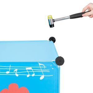 Armadio Portatile Blu a 12 Scomparti con 4 Ripiani e 2 Aste Appendiabiti, Motivo Animale, Realizzato in Plastica e Filo d'Acciaio - Product Image 3