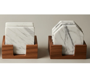 Premium <b>Marble</b> <b>Coasters</b> Black & White Stone Striped Non Slip Mats & Pads <b>Coaster</b> Top Price - Product Image 3
