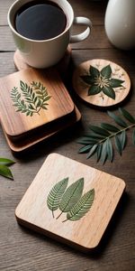 Posavasos Artísticos de Madera con Impresión Esmaltada para Decoración Moderna del Hogar, Mesas de Comedor, Escritorios de Oficina y Servicio de Bebidas - Product Image 3