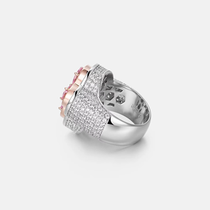 Anillo de compromiso de moissanita con corte de pera en forma de flor, chapado en plata 925, engaste de púas, diseño de racimo, de lujo, unisex, llamativo - Product Image 4