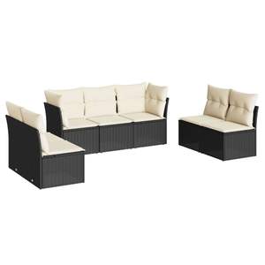Ensemble de canapés de patio en polyrotin noir avec coussins, meubles de jardin élégants, sièges d'extérieur pour 6 personnes - Product Image 2