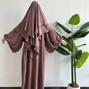 Ensemble Abaya élégant deux pièces OEM avec Khimar, Vêtements Islamiques en Gros pour l'Aïd et le Ramadan, Robe Modeste de Haute Qualité pour Femmes Musulmanes - Product Image 3