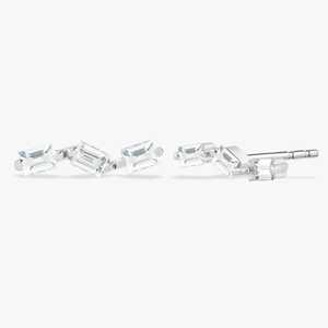 Baguette Lab Grown Diamond Geometric Bar Stud <b>Earrings</b> 14k 18k Solid Gold push <b>back</b> Modern Minimalist Everyday Wear Fine Jewelry - Product Image 1