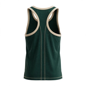 Débardeur sans manches vert foncé pour homme Amkoor, col rond, séchage rapide, en polyester tricoté, patchwork color block, style sportif décontracté - Product Image 4