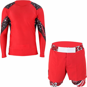 Professional <b>Custom</b> MMA Rash Guard Set Manufacturer Moisture Wicking <b>Compression</b> <b>Shirt</b> Shorts OEM - Product Image 5