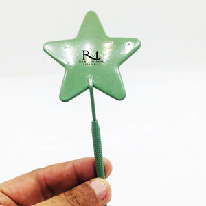 Espejo de Maquillaje de Pestañas Personalizado con Forma de Estrella Verde, de Acero Inoxidable, de Mano, de una Sola Cara, con Aumento de 3X - Product Image 5