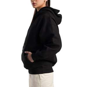 Sudadera con Capucha Negra para Mujer, Fabricante OEM ODM, Venta al Por Mayor Personalizada, Sudadera Holgada Informal con Capucha, Top de Moda de Invierno - Product Image 4