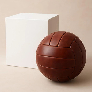 Ballon de football vintage haut de gamme en cuir véritable, avec panneaux faits à la main, design rétro, coutures durables, à vendre - Product Image 4