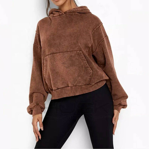 Custom <b>Women's</b> Heavyweight Acid Wash Pullover Hoodie Oversized Vintage Design Breathable Heat-Transfer Printing Polyester/Cotton - Product Image 2