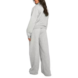 Ensemble de survêtement respirant en molleton de coton surdimensionné personnalisé pour femme 2025 – Survêtement zippé de haute qualité - Product Image 4