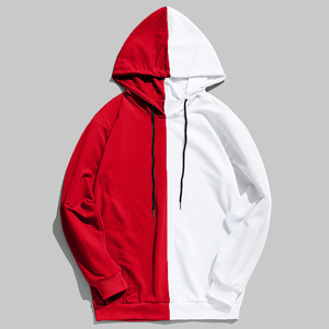 เสื้อฮู้ดดี้โอเวอร์ไซส์ผู้ชาย สีดำขาว ตัดต่อสี ผ้าฝ้ายถัก สไตล์ลำลอง แขนปกติ สำหรับฤดูใบไม้ร่วง - Product Image 6