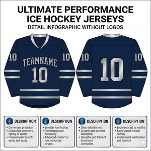 เสื้อฮอกกี้น้ำแข็งผู้ชาย คอวี แขนยาว ปักโลโก้ โพลีเอสเตอร์ 100% ระบายอากาศได้ดี ทรงผู้ใหญ่ ซับเหงื่อ ราคาขายส่ง - Product Image 4