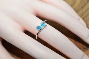 Bague en argent sterling 925 avec topaze bleue naturelle, faite à la main, pierre de naissance de décembre, bijoux fins, cadeau pour elle - Product Image 6