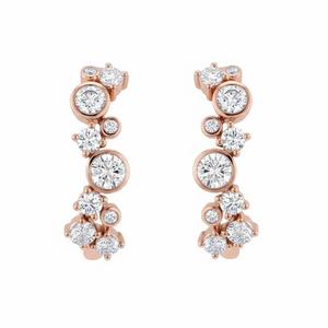 Boucles d'oreilles grimpantes en argent S925 et or massif 14K avec diamants, style bulle, serties clos, pour femme, élégantes, pour mariage - Product Image 5