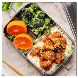 1400 ml Stainless Steel Lunch <b>Box</b> with Three Single Compartments <b>Metal</b> Food <b>Storage</b> <b>Box</b> for Food <b>Storage</b> - Product Image 3