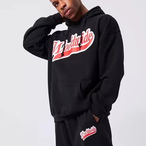 Conjunto Deportivo con Logotipo Mundial para Hombre, Sudadera con Capucha Negra de Algodón, Pantalones Deportivos, Estilo Urbano, Corte Holgado, Traje Deportivo de Otoño con Bolsillos Laterales - Product Image 6