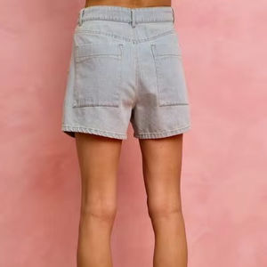 Shorts de mezclilla de tiro medio SO ME con cordón de algodón - Product Image 6