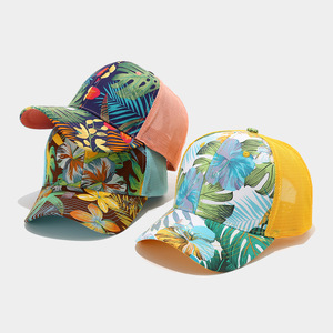 Floral Print Baseball Cap Unisex Casual <b>Hat</b> <b>Summer</b> Breathable 100% Polyester Digital Printing Adjustable Beach Style - Product Image 4