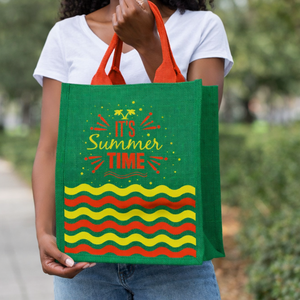 Bolsa de Compras Reutilizable con Asas de Yute Negras, Diseño Personalizado con Logotipo, Patrón a Rayas Elegante para Mujer, R.D Bag House - Product Image 2