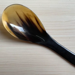 Cuillères plates en corne de bœuf et de buffle naturelles, écologiques, polies miroir, pour le service de table lors de fêtes et dans les restaurants - Product Image 1