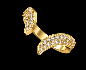 Bague manchette ouverte personnalisée en zircon pavé, plaqué or 14K, argent sterling 925, cadeau de mariage - Product Image 2