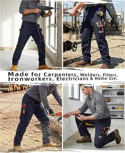 Men's Navy <b>Work</b> <b>Pants</b> With Tool Pockets Abrasion Resistant <b>Cargo</b> Trousers Cotton Material - Product Image 4