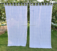 Rideaux sur mesure en coton rayé bohème, écologiques, anti-poussière, à passe-tringles, imprimés à la main, 7 options de couleurs, translucides, pour salon