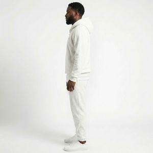 Hoodie à capuche blanc pour homme, fabriqué directement en usine, unisexe, couleur unie, 100% coton molletonné, pull-over pour homme - Product Image 1