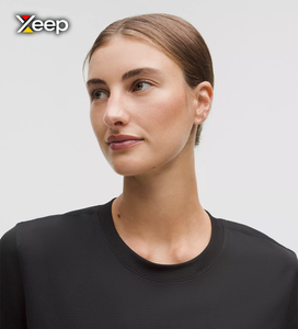 T-shirt décontracté léger pour femme XEEP, coupe ample, manches courtes, respirant, col en V, lettres, polyester/coton - Product Image 3
