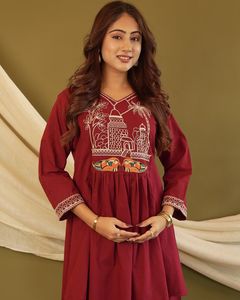 Conjunto de Dos Piezas de Algodón Bordado, Conjunto de Primavera y Verano Informal, Estampado, Top y Pantalón de Algodón - Product Image 2