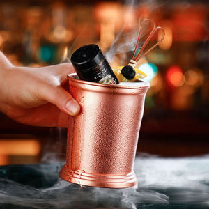 Vaso Mint Julep de Cobre Antiguo, Vaso para Cócteles de Acero Inoxidable Cepillado, Vaso de Metal Vintage para Bourbon con Base, Utensilios de Bar - Product Image 3