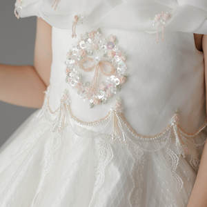 Princesse robe de bal blanche pour filles élégante robe de demoiselle d'honneur gonflée mariages fêtes conte de fées luxe enfants-robe Doris - Product Image 3