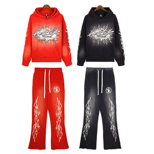 Conjunto Deportivo para Hombre, Sudadera con Capucha Unisex y Pantalones Largos con Estampado de Llamas, Ropa Urbana para Otoño - Product Image 1