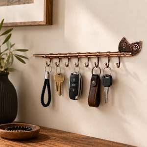SHUBHAM Modern Rectangle Decorative <b>Wall</b> <b>Mounted</b> Key Hook <b>Rack</b> Bronze Finish Metal <b>Coat</b> Hanger Organizer for Entryway Bathroom - Product Image 4