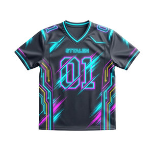 Maillot de football américain imprimé sur mesure à manches courtes, nom et numéro d'équipe personnalisés, 100 % polyester, séchage rapide, grandes tailles - Product Image 1