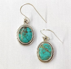 Handcrafted Turquoise Gemstone <b>Silver</b> Dangle <b>Earrings</b> 925 Sterling <b>Silver</b> Boho Jewelry For Anniversary Gift - Product Image 2