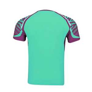 Conjunto de Uniforme de Tenis Unisex para Verano, Verde y Morado, con Estampado Sublimado, Transpirable, Top Ajustado de Manga Corta con Pantalones Cortos de Cintura Elástica - Product Image 3